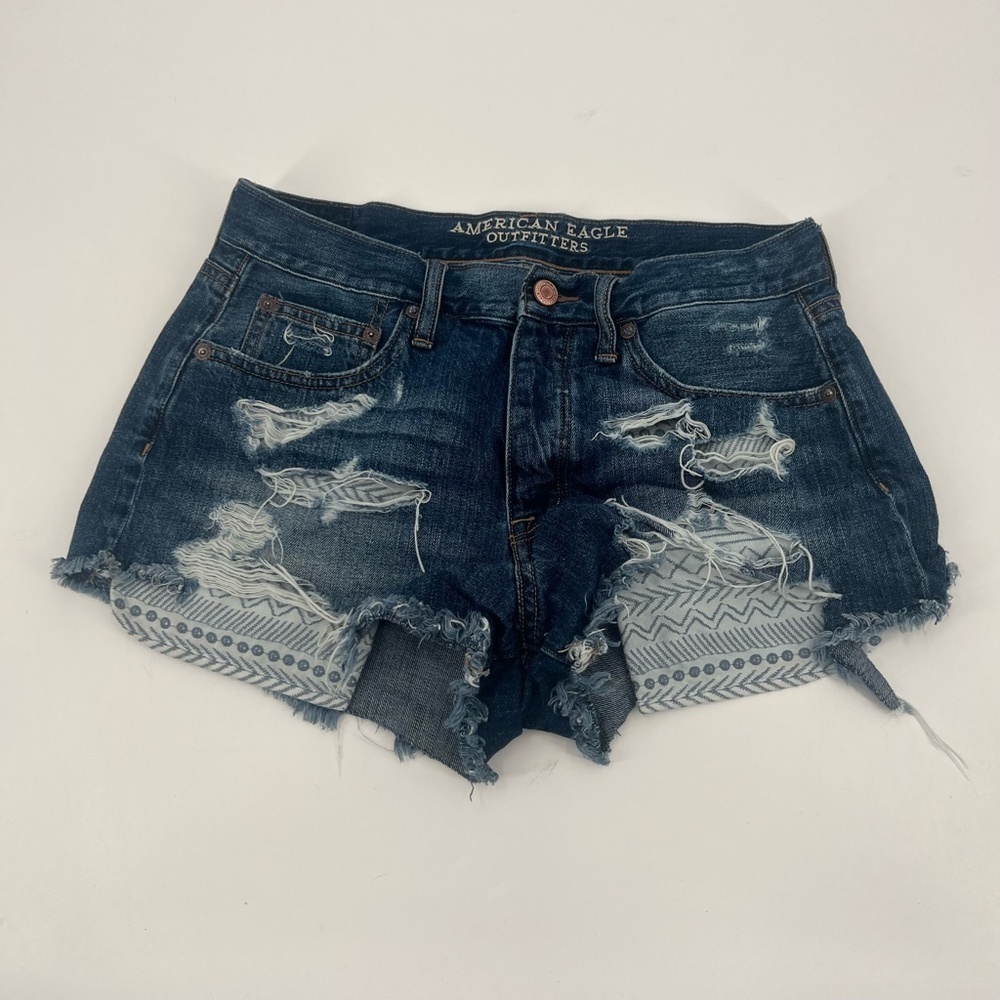American Eagle Vintage High-Rise Festival Button Fly Jean Shorts Size 6 Women’s